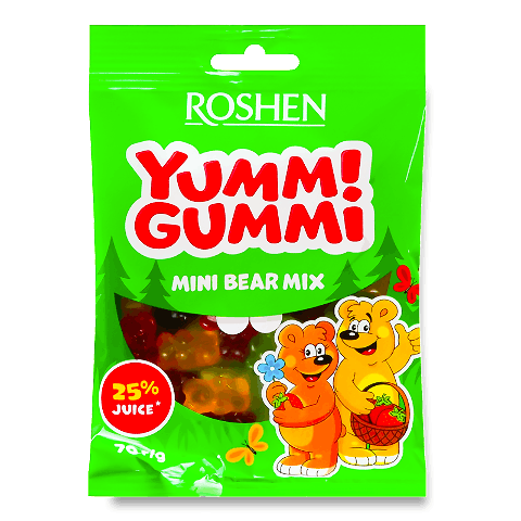 Цукерки Roshen Yummi Gummi Mini Bear Mix желейні