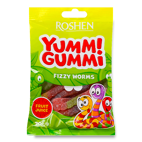 Цукерки Roshen Yummi Gummi Fizzy Worms желейні