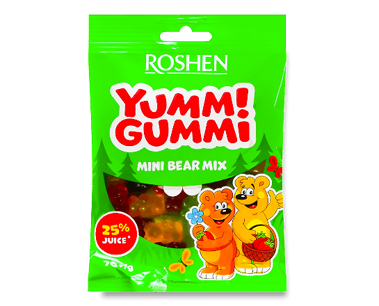Цукерки Roshen Yummi Gummi Mini Bear Mix желейні
