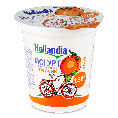 Йогурт Hollandia з наповнювачем персик 1.5%