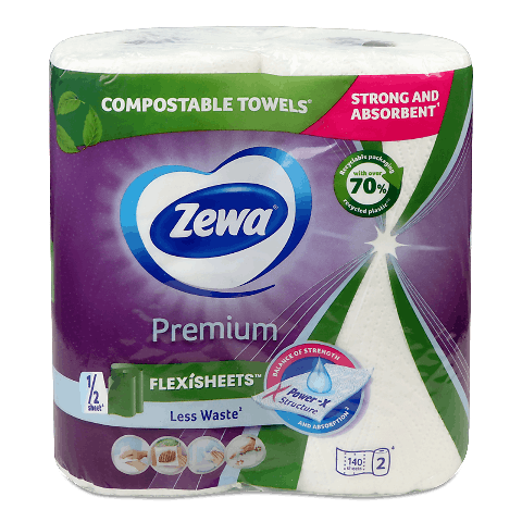 Рушники паперові Zewa Premium Extra Long 2-шарові 140 аркушів