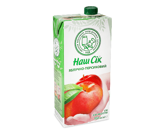 Сік «Наш Сік» яблучно-персиковий з м’якоттю