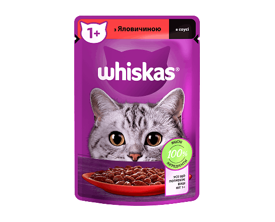 Корм для котів Whiskas з яловичиною в соусі
