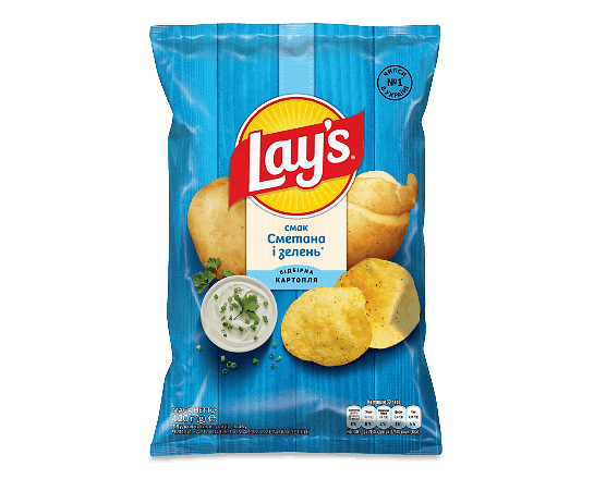 Чипси Lay's картопляні зі смаком сметани та зелені
