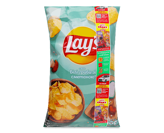 Чипси Lay's картопляні зі смаком білих грибів зі сметаною