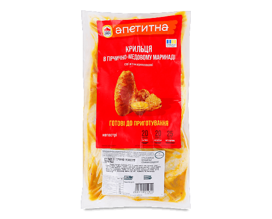 Крильця курячі «Наша Ряба Апетитна» в гірчично-медовому маринаді негострі охолоджені