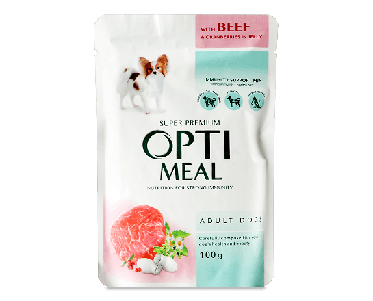 Корм для дорослих собак Optimeal яловичина-журавлина в желе