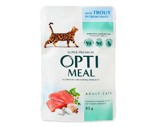 Корм для дорослих котів Optimeal форель в кремовому соусі