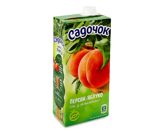 Сік Садочок персик-яблуко з м'якоттю