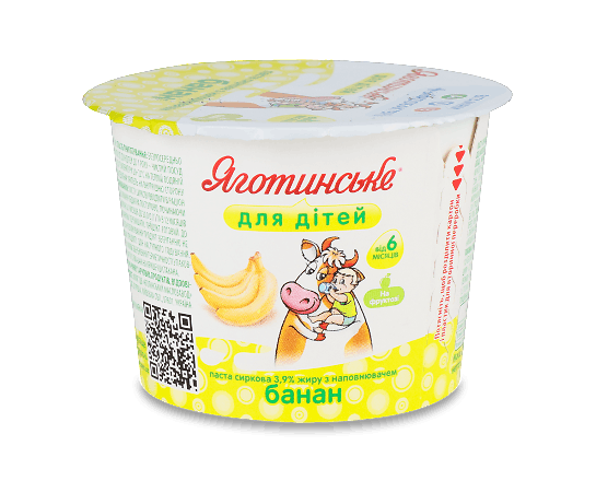 Паста сиркова Яготинське для дітей банан 3,9%