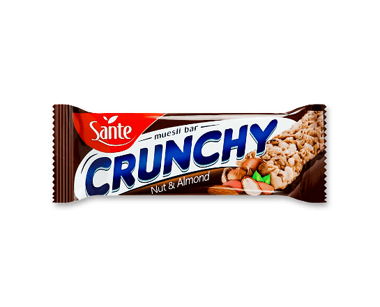 Батончик Sante Crunchy мюслі горіхи-мигдаль глазур
