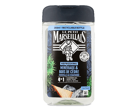 Гель-шампунь Le Petit Marseillais 4в1 Кедр і мінерали