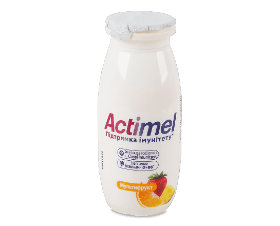 Продукт кисломолочний Actimel мультифрукт 1,4%, пляшка