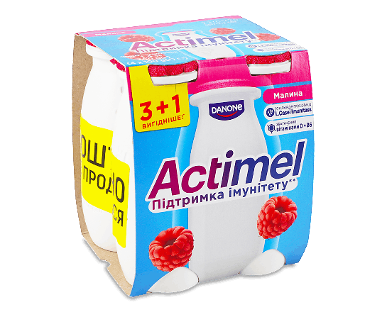 Продукт кисломолочний Actimel малина 1,4%, пляшка