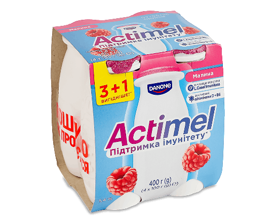 Продукт кисломолочний Actimel малина 1,4%, пляшка