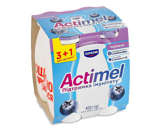 Продукт кисломолочний Actimel чорниця 1,4%, пляшка