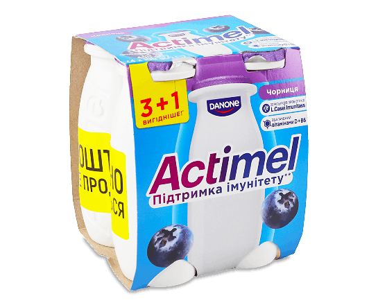 Продукт кисломолочний Actimel чорниця 1,4%, пляшка