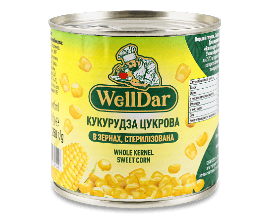 Кукурудза WellDar цукрова стерилізована з/б ключ