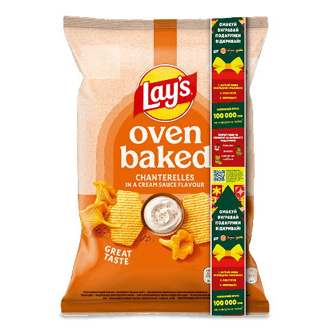 Чипси Lay's Oven Baked зі смаком лисичок у сметані