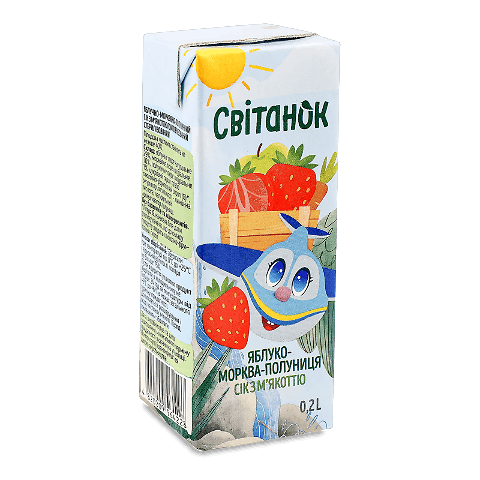 Сік Світанок яблуко-морква-полуниця з м'якоттю
