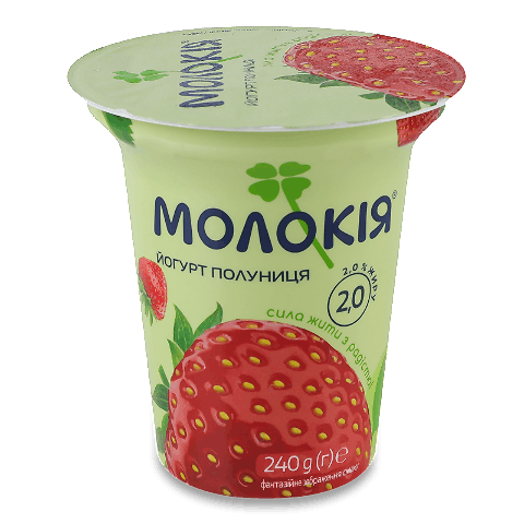 Йогурт Молокія з полуницею густий 2%