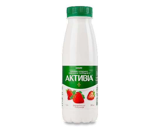 Біфідойогурт Активіа полуниця питний 1,5%, пляшка
