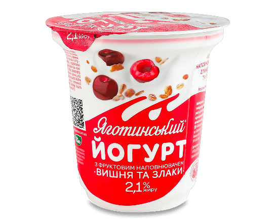 Йогурт Яготинський вишня та злаки 2,1%