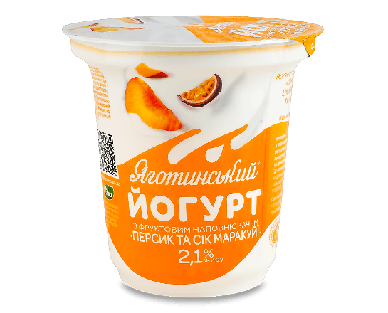 Йогурт Яготинський персик та сік маракуї 2,1%