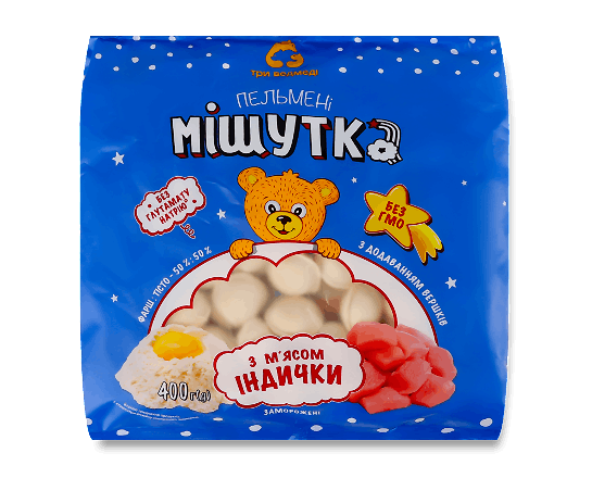 Пельмені Три ведмеді Мішутка з індичкою та вершками