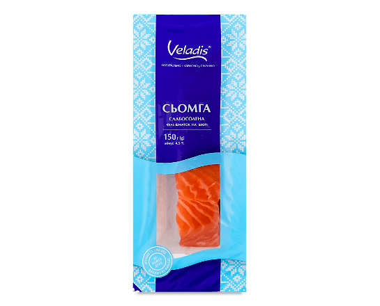Сьомга Veladis філе шматок на шкірі слабосолена