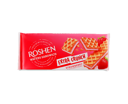 Вафлі Roshen Wafers Sandwich Extra Crunch Strawberry