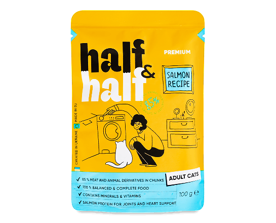 Корм для котів Half&Half з лососем у желе