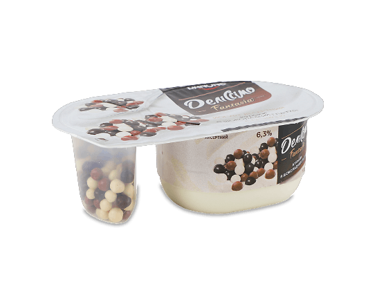 Йогурт Деліссімо Fantasia з кульками злаковими в шоколадній глазурі 6,3%