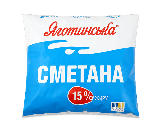 Сметана Яготинська 15% п/е