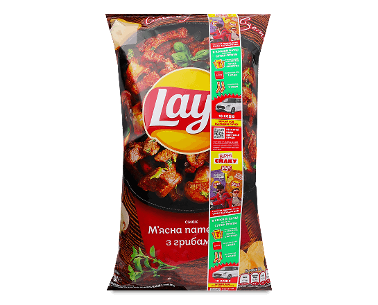 Чипси Lay's смак м'ясна пательня з грибами