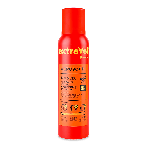 Аерозоль Extravel Superior від літаючих комах-кровопивць та кліщів