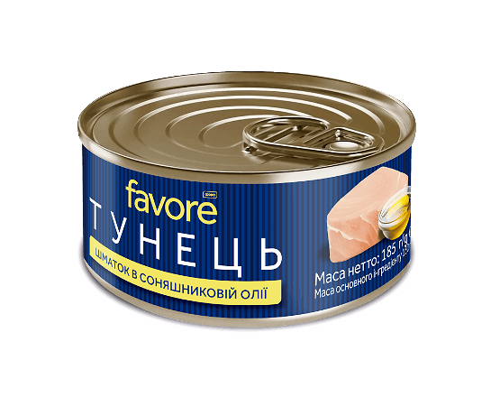 Тунець Favore шматочки в олії