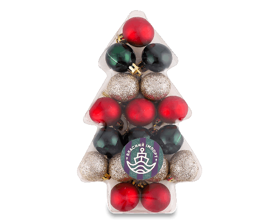 Набір куль Ялинка новорічна пластикова 3 см 17 шт.