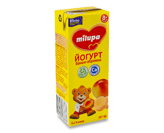 Йогурт Milupa банан-абрикос з біфідобактеріями 2,1% т/п
