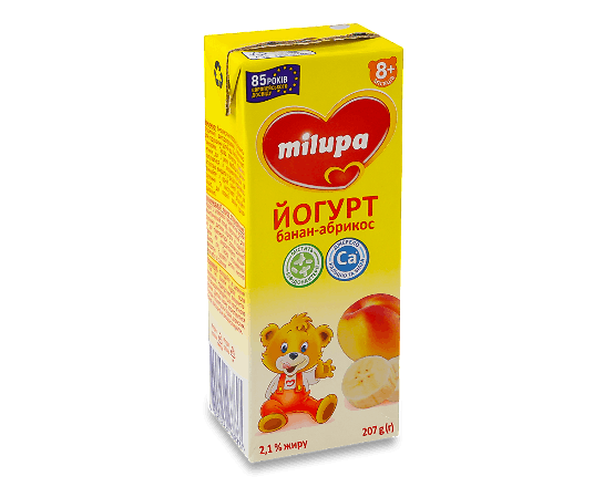 Йогурт Milupa банан-абрикос з біфідобактеріями 2,1% т/п