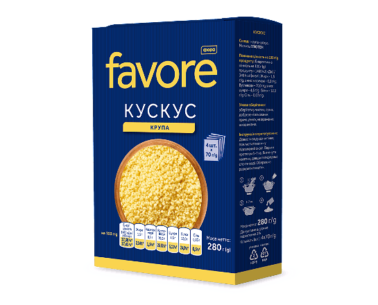 Кускус Favore зі 100% твердих сортів пшениці