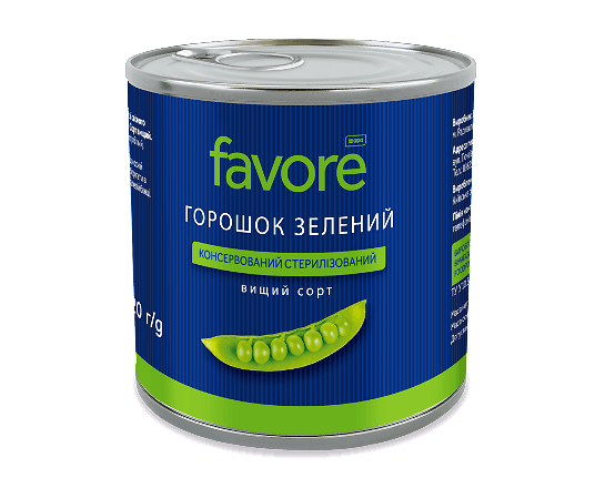 Горошок Favore зелений консервований з/б ключ