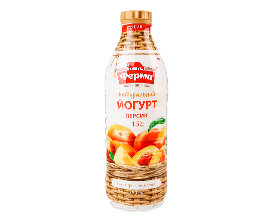 Йогурт Ферма Персик натуральний 1,5%, пляшка