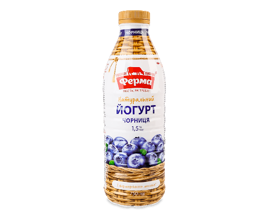 Йогурт Ферма Чорниця натуральний 1,5%, пляшка