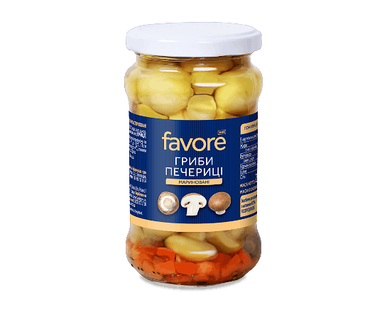 Гриби Favore печериці мариновані пастеризовані