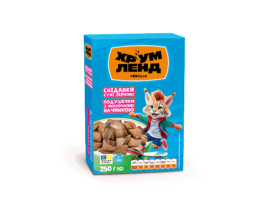 Сніданок сух Хрум Ленд подушечки з молочн начинкою
