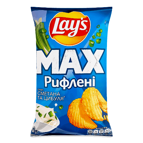 Чипси Lay's Max рифлені зі смаком сметана-цибуля, 95г – купити в