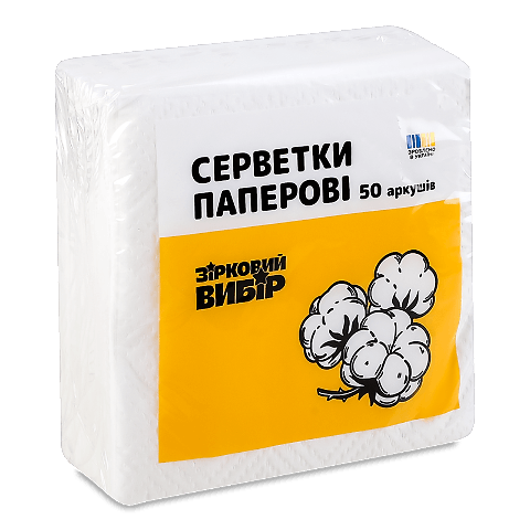 Серветки папер Зірковий вибір білі 1-шар 24*24см