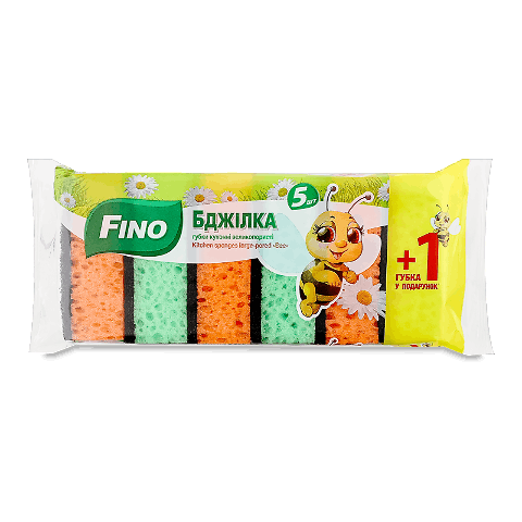Губки кухонні Fino Бджілка великопористі 5+1
