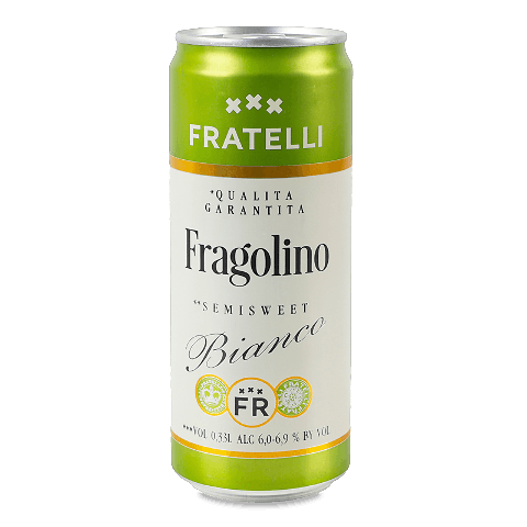 Напій винний Fratelli Fragolino Bianco напівсолодкий газований з/б